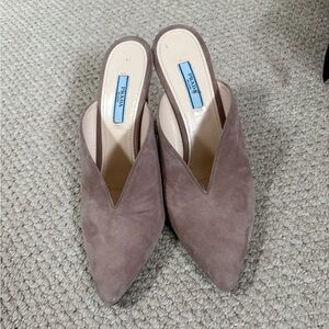 Prada Women's Dusty Rose Suede Mules